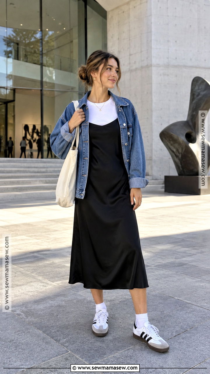 Slip Dress And White Sambas - 20 back to school outfits with sambas