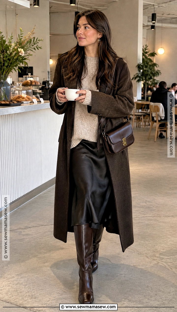 Slip Dress Fall Outfit With A Chunky Sweater - 20 uk fall outfits