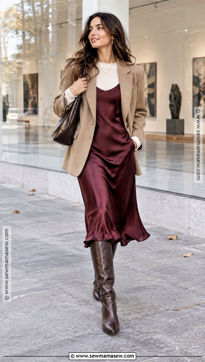 Slip Dress With Knee High Boots - 20 Knee High Boots Fall Outfits