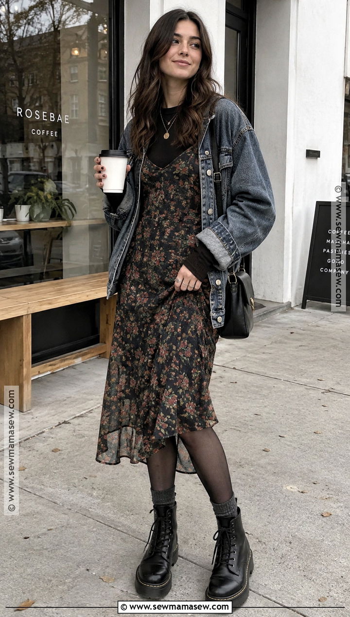 Slip Dress and Combat Boots Grunge Outfit - 15 casual grunge outfits fall
