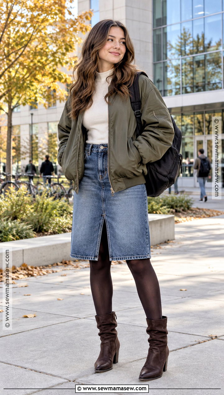Slouchy Ankle Boots With A Denim Skirt - 15 back to school shoe trends