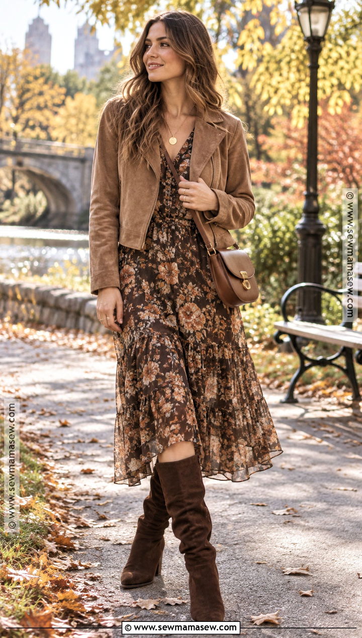 Slouchy Boots With Boho Midi Dress - 15 boots for autumn 2026