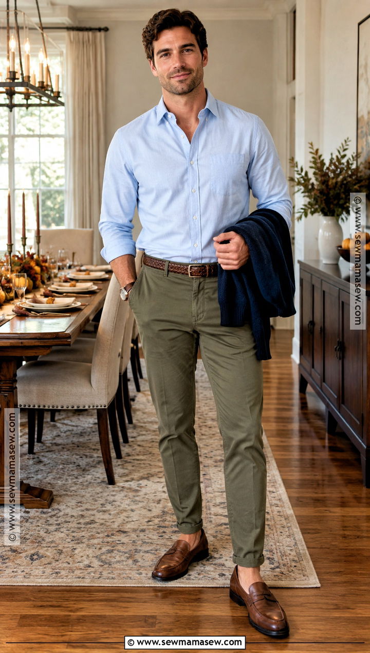 Smart Casual Thanksgiving Oxford Shirt Outfit - 20 thanksgiving outfit ideas for men
