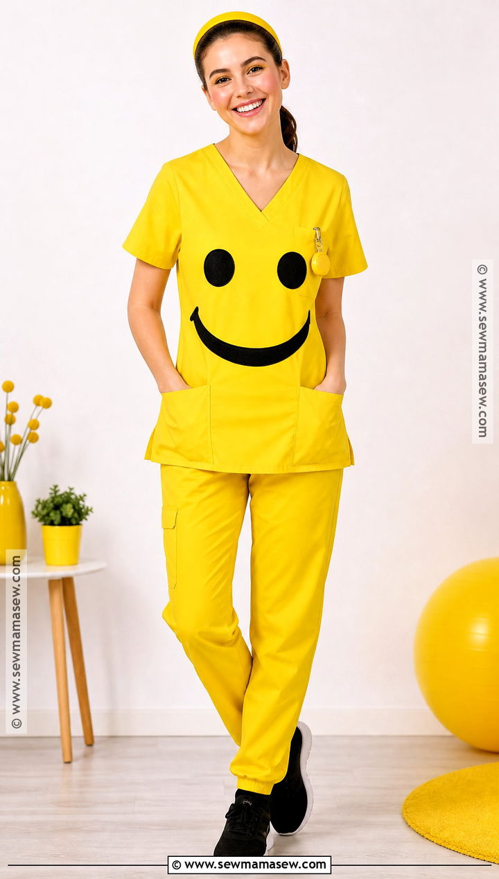 Smiley Face Costume With Yellow Scrubs - 30 scrubs halloween costume ideas