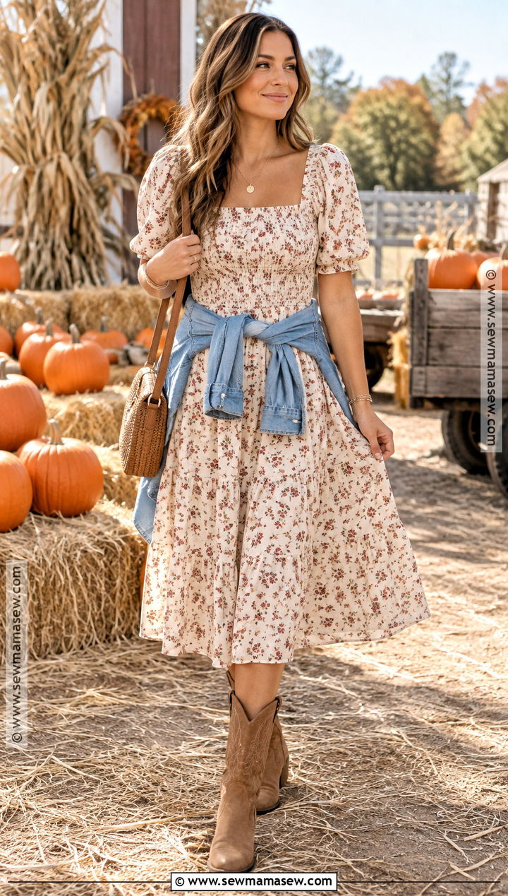 Smocked Floral Dress Pumpkin Patch Outfit - 20 Pumpkin Patch Warm Weather Outfit Ideas