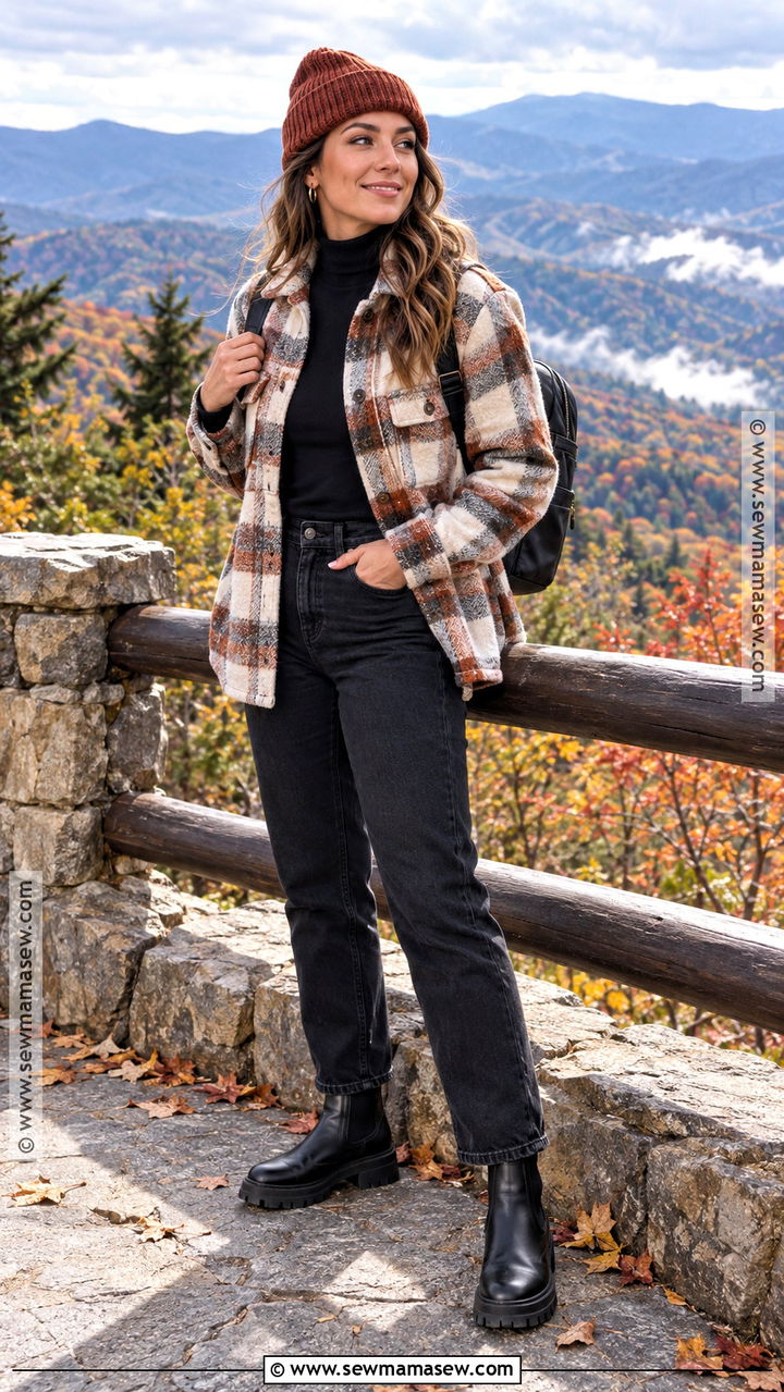 Smoky Mountains Plaid Shacket Outfit - 20 Smoky Mountains Outfits Fall