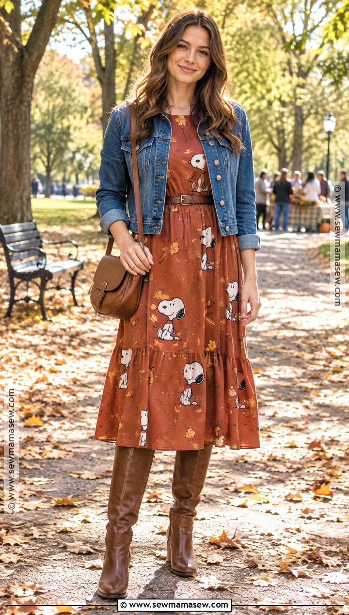 Snoopy Fall Dress And Denim Jacket Outfit - 15 Snoopy Fall Clothes