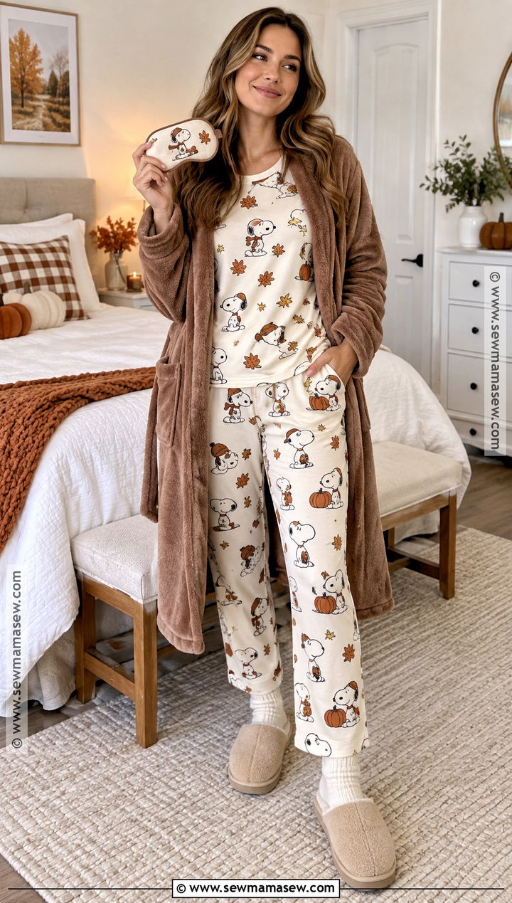 Snoopy Fall PJs With a Matching Sleep Mask - 15 american eagle snoopy pjs fall ideas