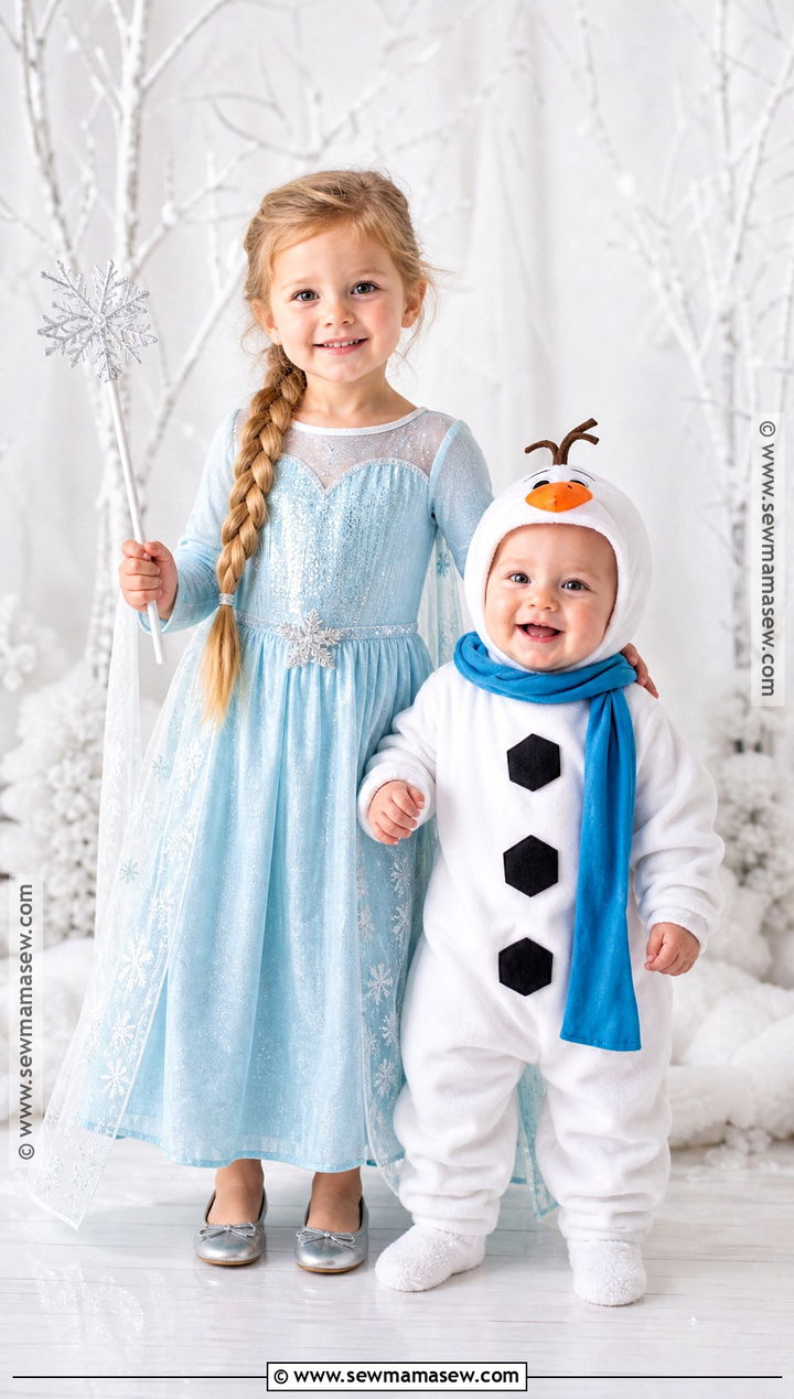 Snow Princess And Baby Snowman Sister Costumes - 30 sister halloween costumes toddler for babies