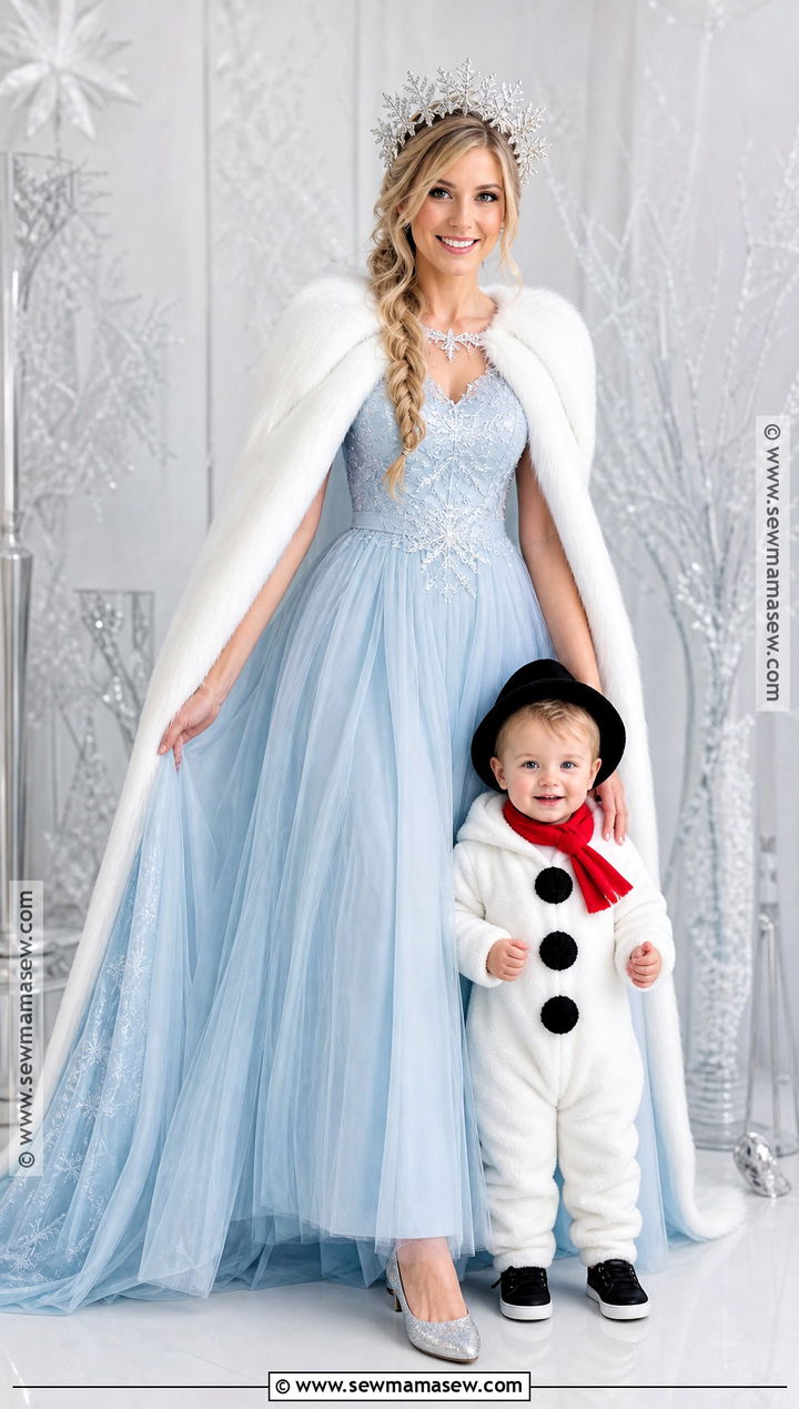 Snow Queen And Snowman Costume - 30 Mom And Toddler Halloween Costumes