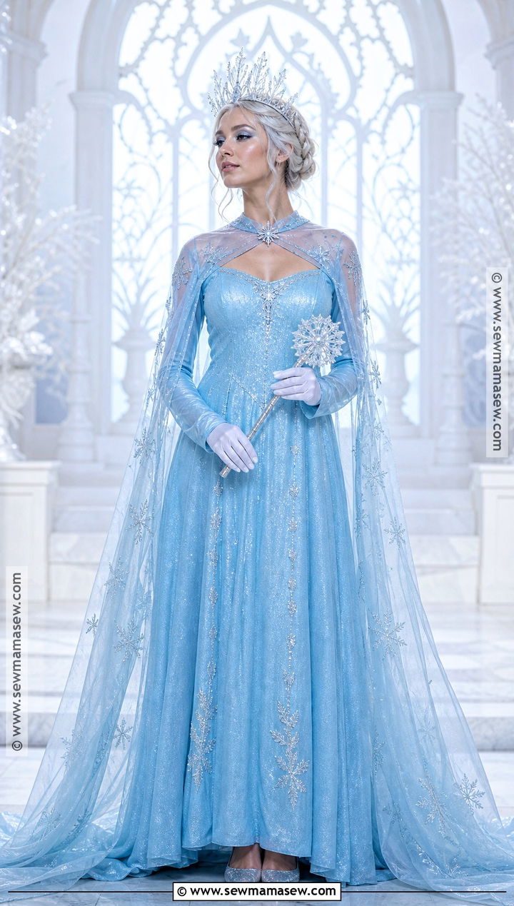 Snow Queen Costume With Blue Cape - 40 good halloween costumes