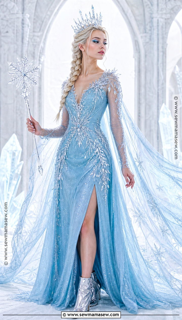 Snow Queen Costume With Icy Blue Cape - 35 womens halloween costume ideas