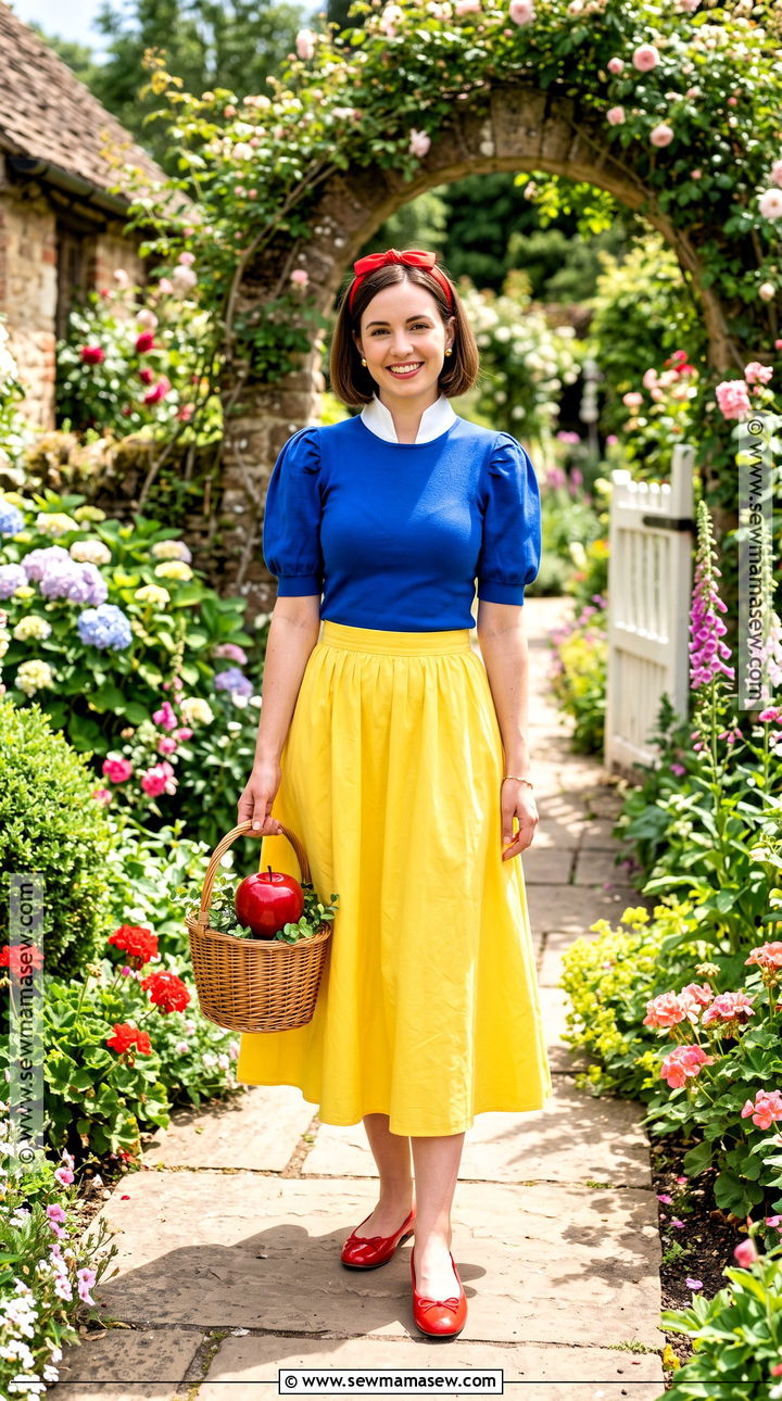 Snow White Costume With Blue And Yellow Dress - 30 Solo Halloween Costumes Women Brunette