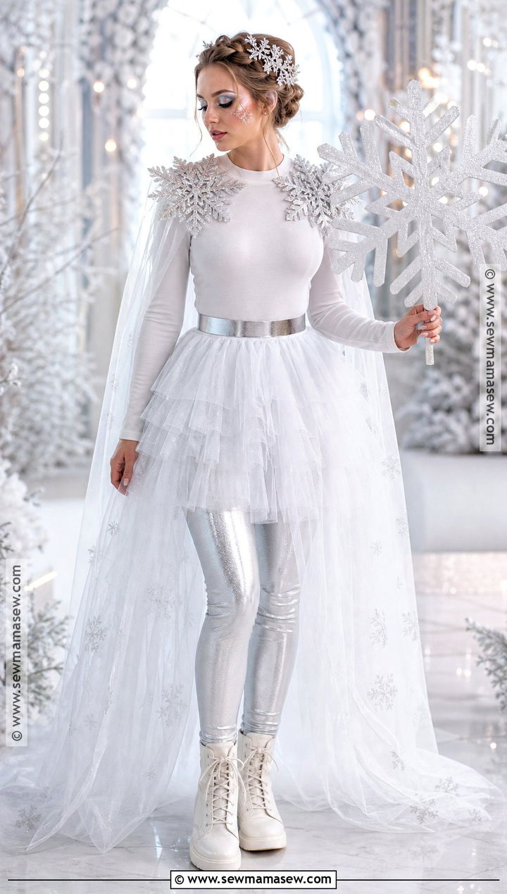 Snowflake Costume With White Tulle - 30 Nature Costume Ideas