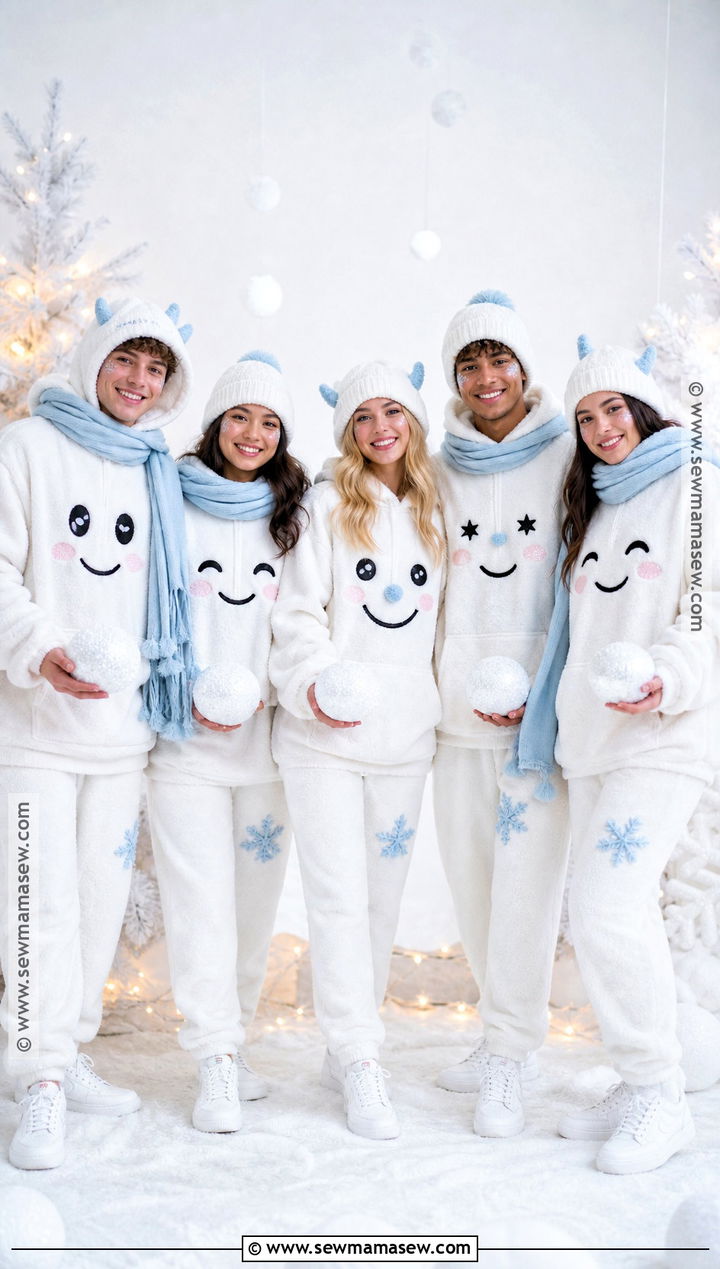 Snowgies Group Costume With White Hoodies - 30 frozen costume ideas