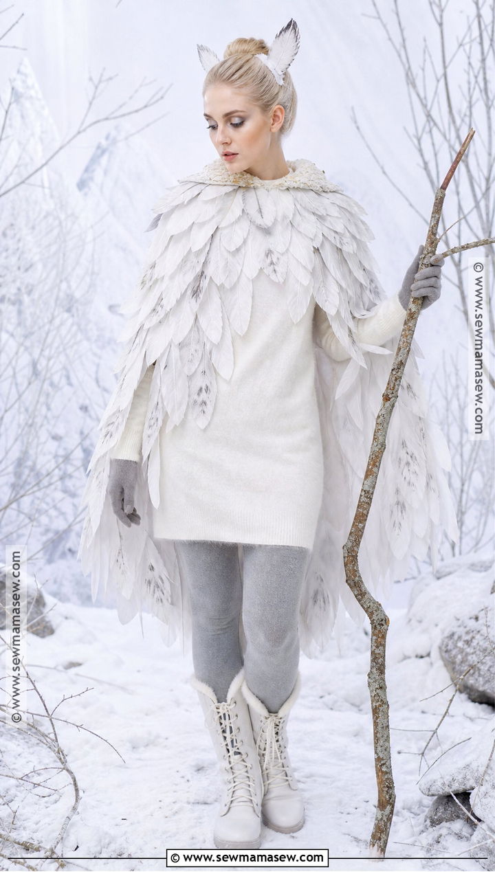 Snowy Owl Costume With Feather Cape - 30 Nature Costume Ideas