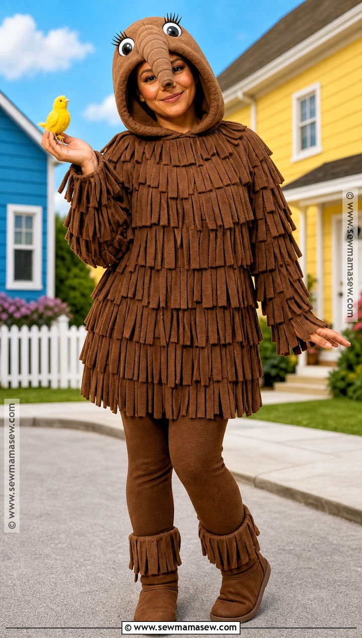 Snuffleupagus Costume With Brown Fringe - 30 sesame street costume ideas