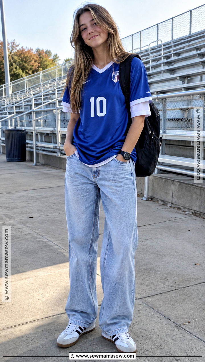 Soccer Jersey And Baggy Jeans School Outfit - 20 Girl Back To School Outfits