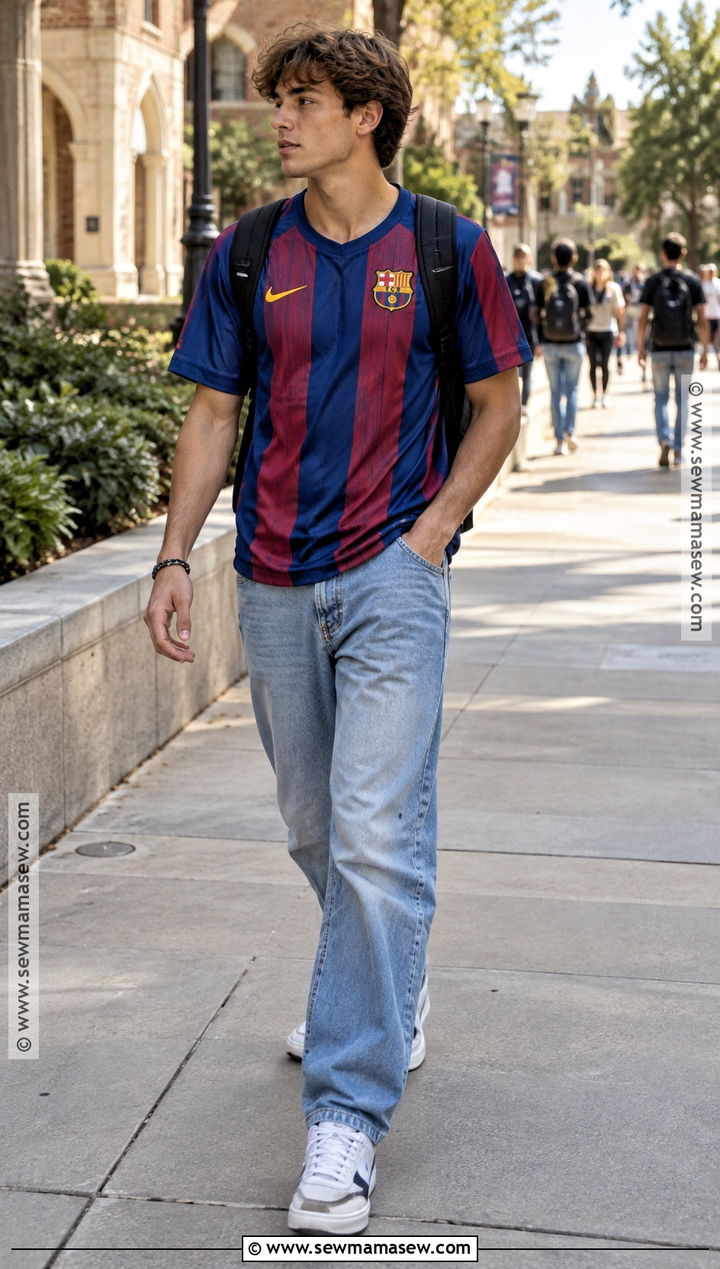 Soccer Jersey And Relaxed Jeans Outfit - 15 guys back to school outfits