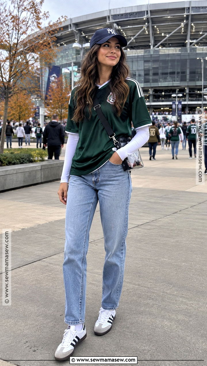 Soccer Jersey With Straight Leg Jeans - 15 fall soccer game outfit ideas