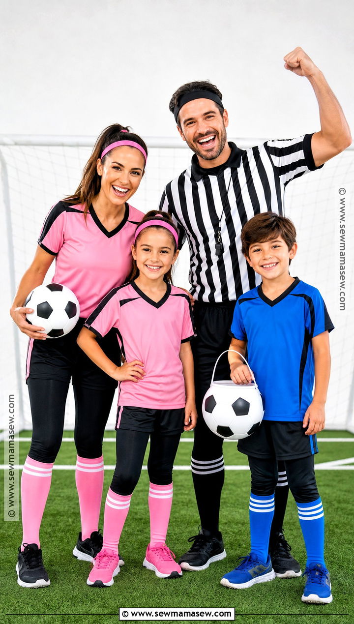 Soccer Players And Referee Costume - 45 family of 3 halloween costumes