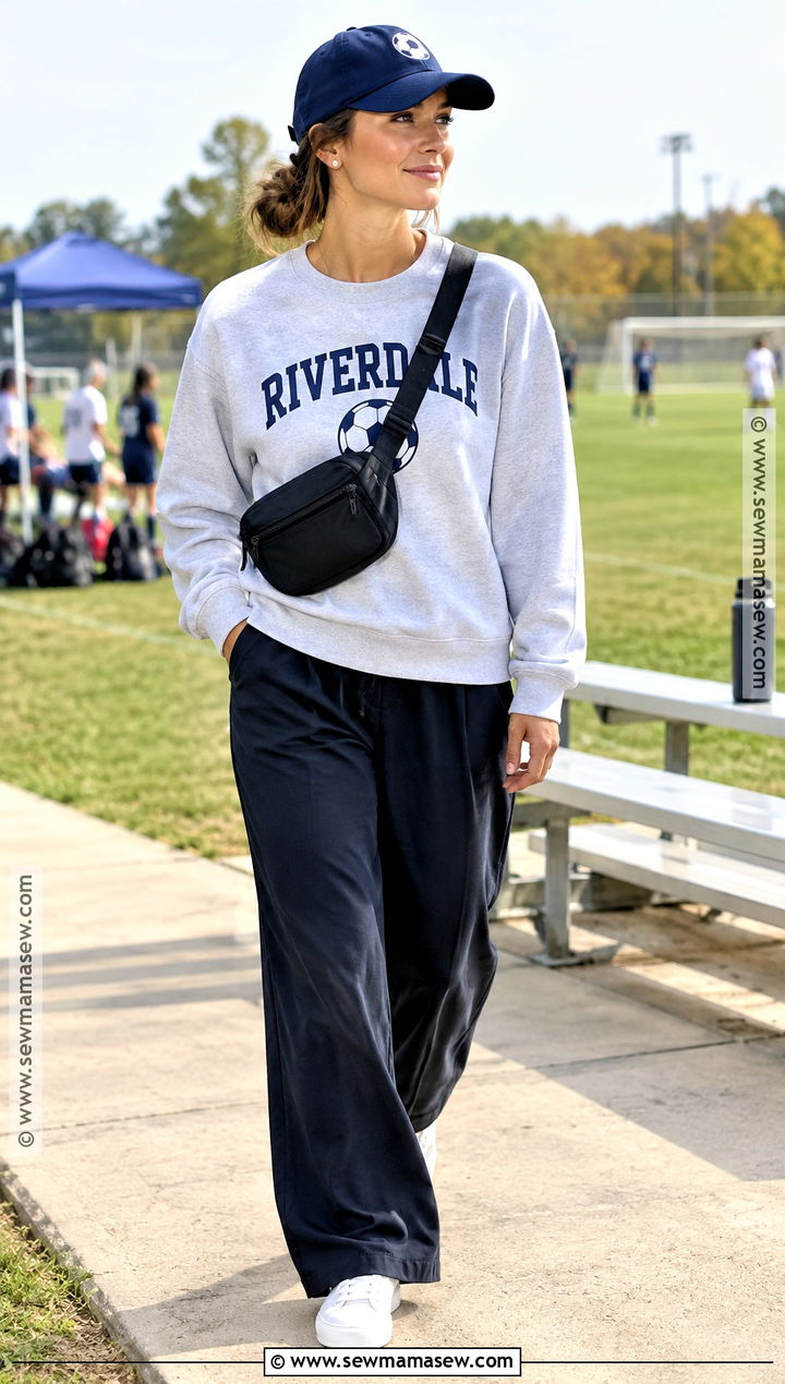 Soccer Sweatshirt With Wide Leg Pants - 15 fall soccer game outfit ideas