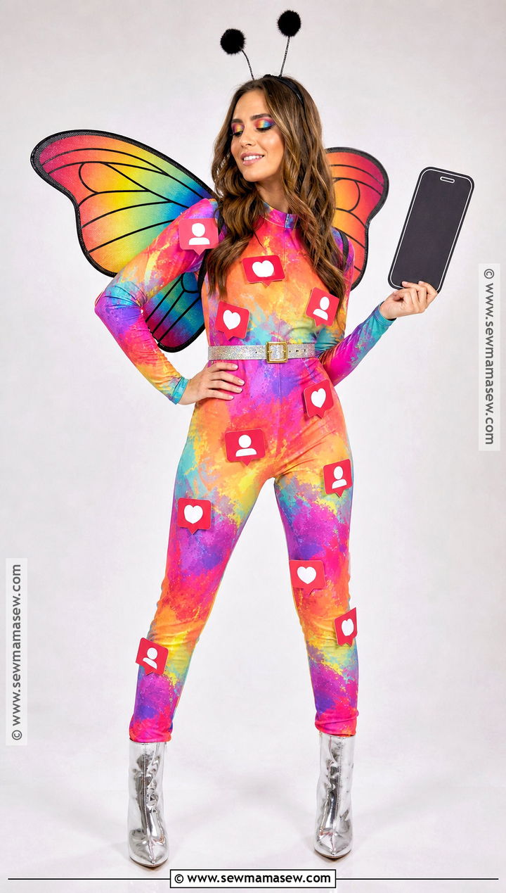 Social Butterfly Costume With Phone Accessories - 30 costume ideas women easy