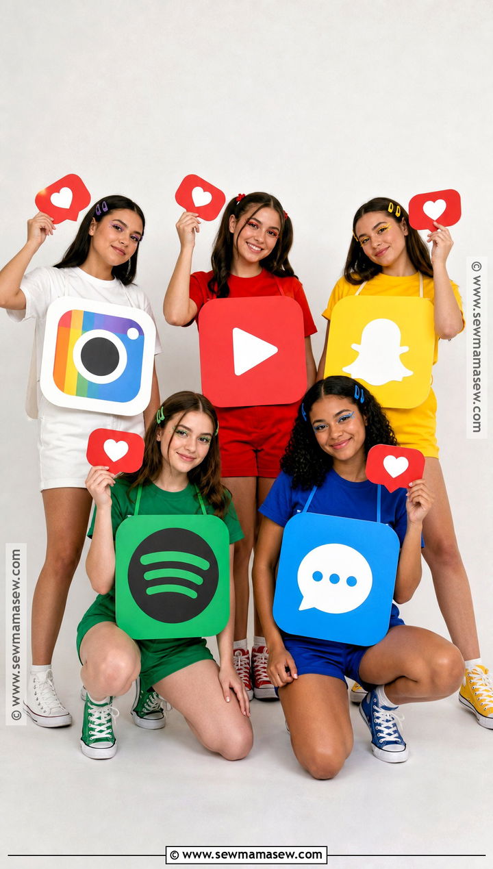 Social Media Apps Group Costume - 40 Group Halloween Costumes for Teens