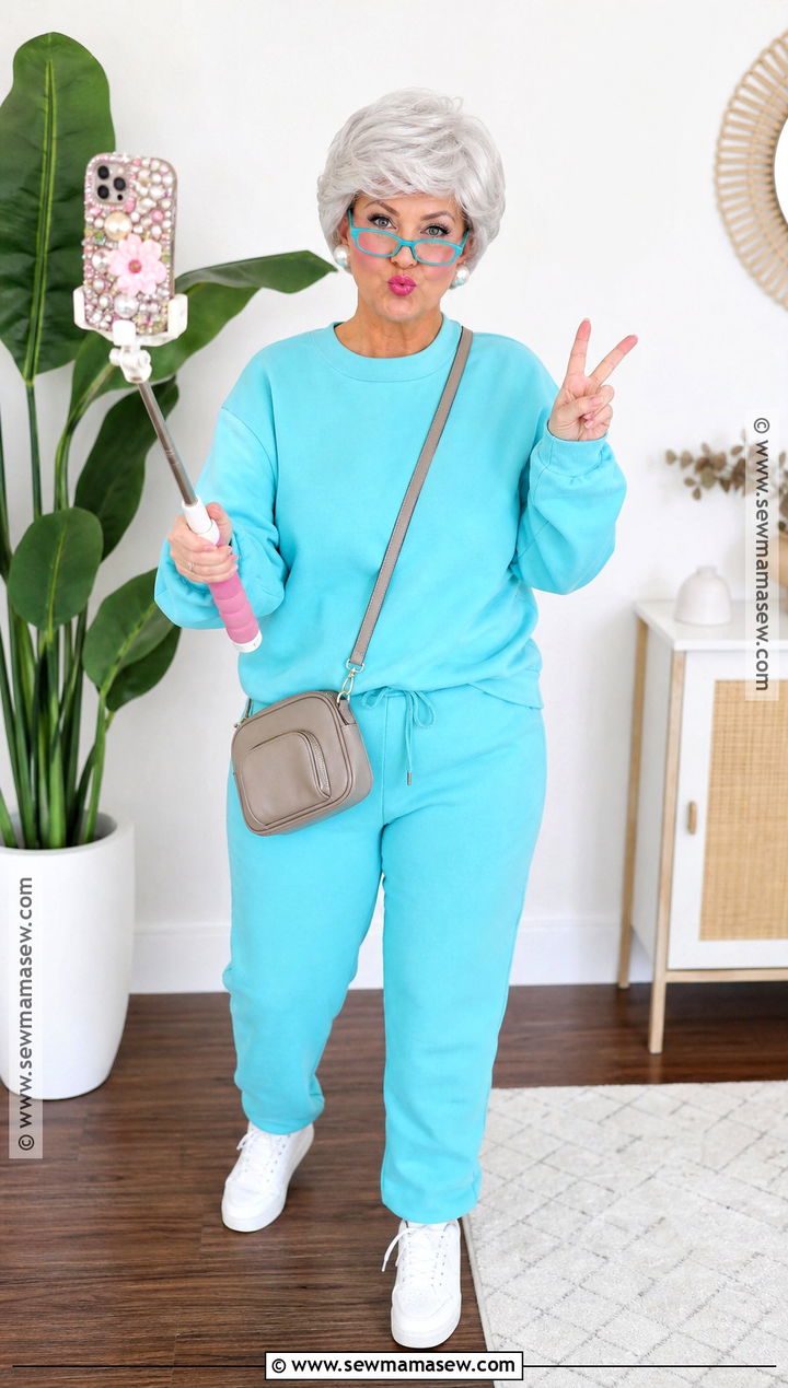 Social Media Grandma Costume With Smartphone - 30 Grandma Costume Ideas for Women