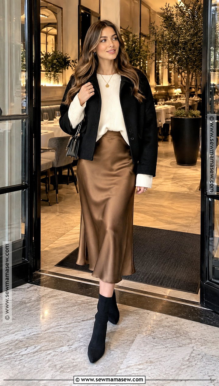 Sock Boots With Satin Midi Skirt - 20 cute fall boots