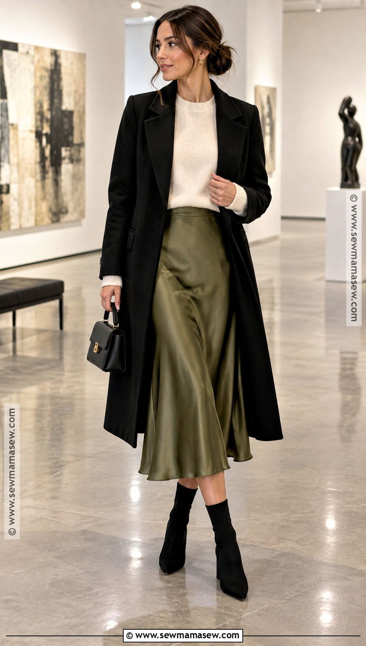 Sock Boots With a Satin Midi Skirt - 20 womens boots for fall