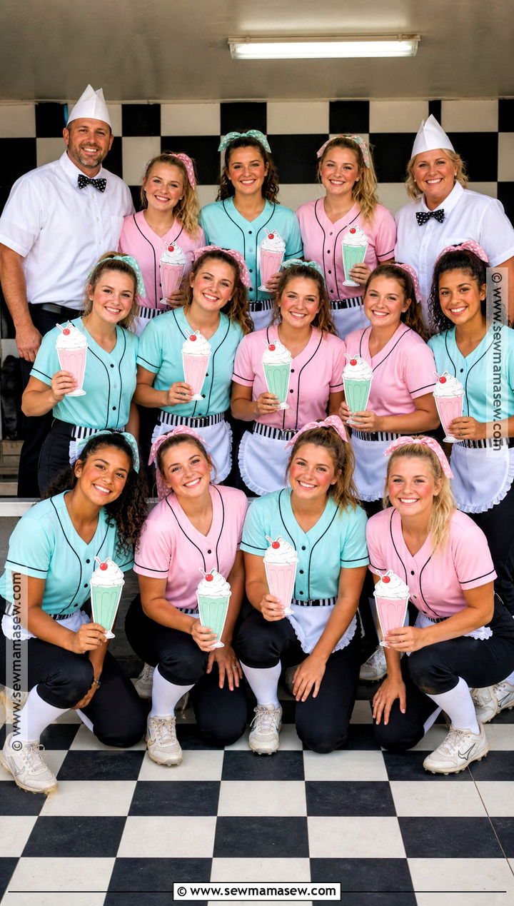 Soda Shop Softball Team Costume - 35 softball team halloween costume ideas