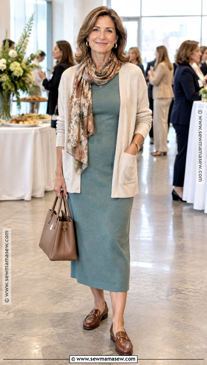 Soft Autumn Column Dress And Lightweight Cardigan Outfit - 25 soft autumn spring outfits