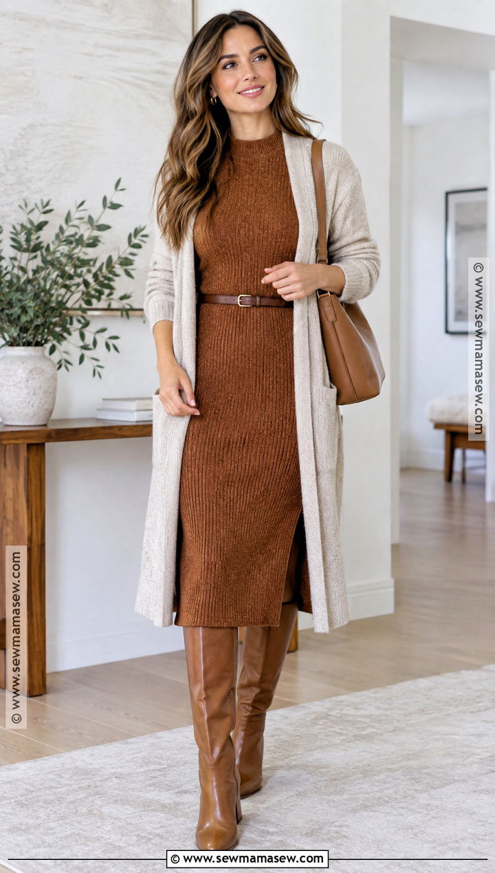 Soft Autumn Knit Dress Outfit - 25 soft autumn clothes