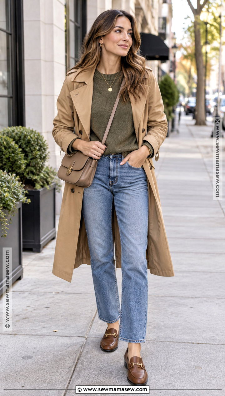 Soft Autumn Olive Sweater And Jeans Outfit - 30 soft autumn outfits