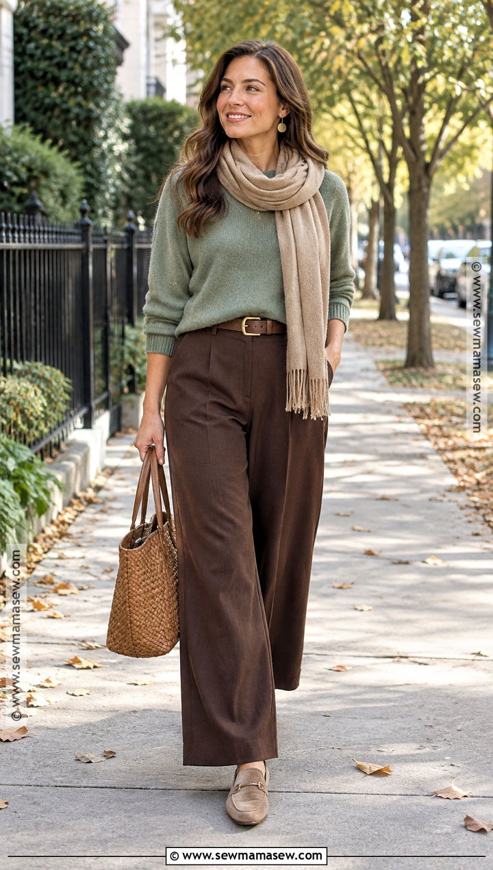 Soft Autumn Sage And Brown Outfit - 20 Soft Autumn Aesthetic Outfit Ideas