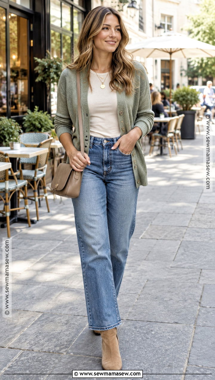 Soft Autumn Sage Cardigan Outfit - 25 soft autumn outfit ideas