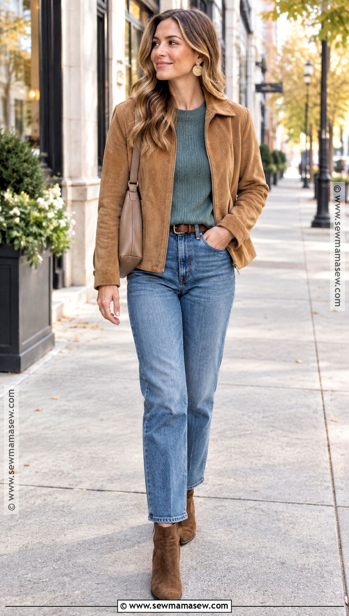 Soft Autumn Suede Jacket Outfit - 25 soft autumn outfit ideas