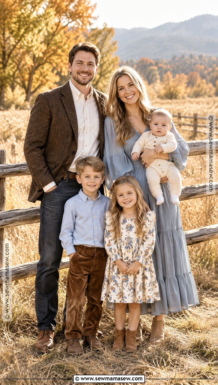 Soft Blue And Brown Family Fall Photoshoot Outfit - 25 family fall photoshoot outfits