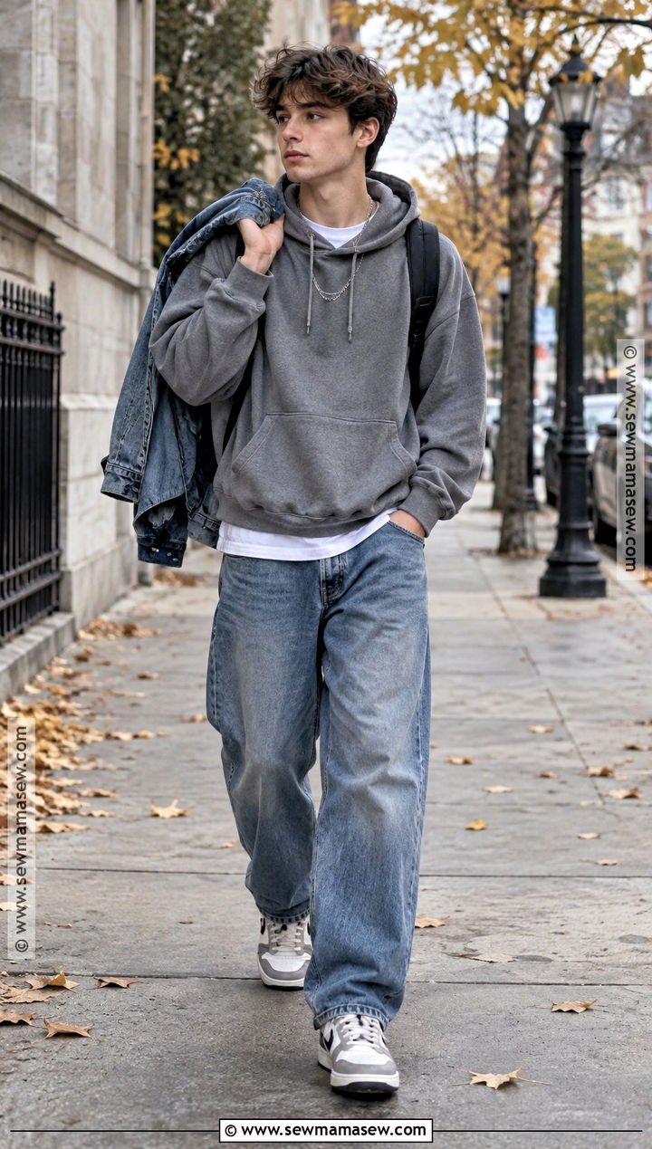 Soft Boy Hoodie Outfit With Baggy Jeans - 15 soft boy fall outfits