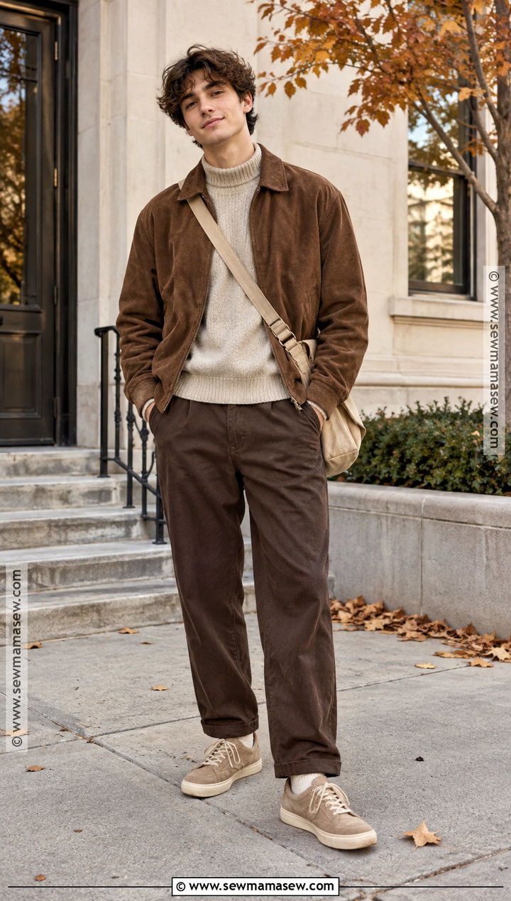 Soft Boy Monochrome Brown Fall Outfit - 15 soft boy fall outfits
