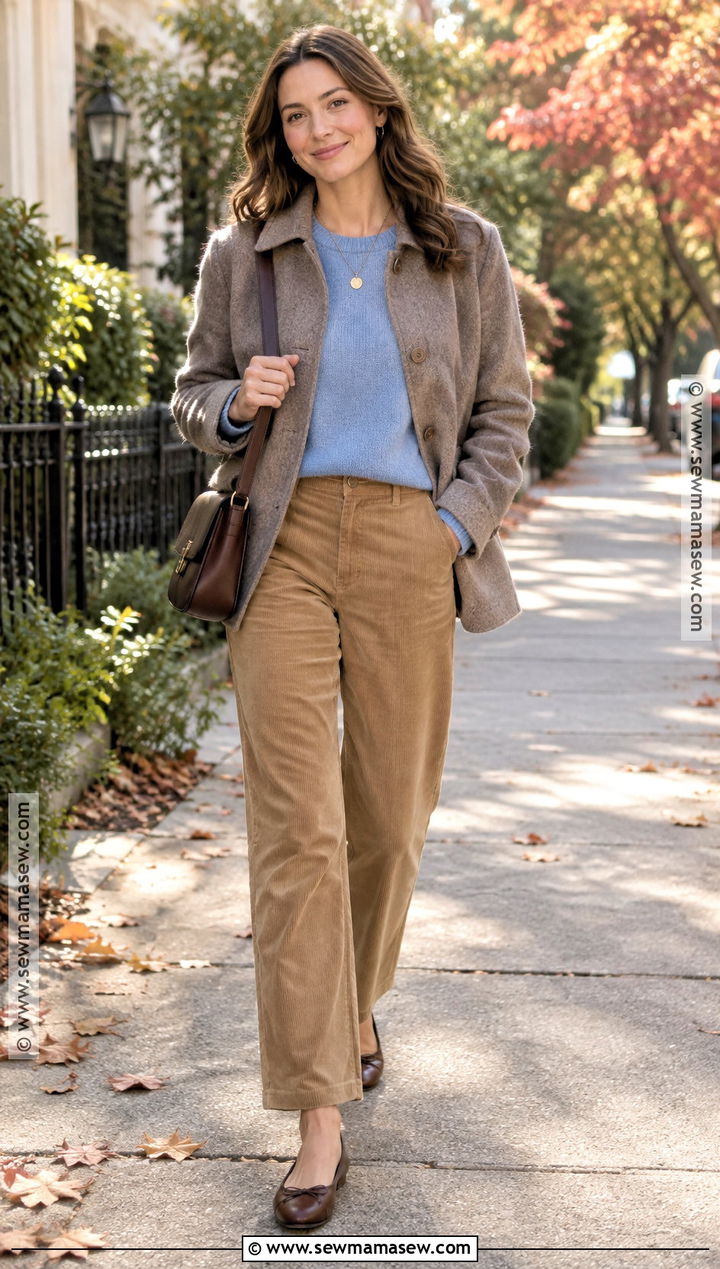 Soft Classic Fall Outfit With Cashmere Sweater And Corduroy Pants - 15 Soft Classic Outfit Ideas Fall