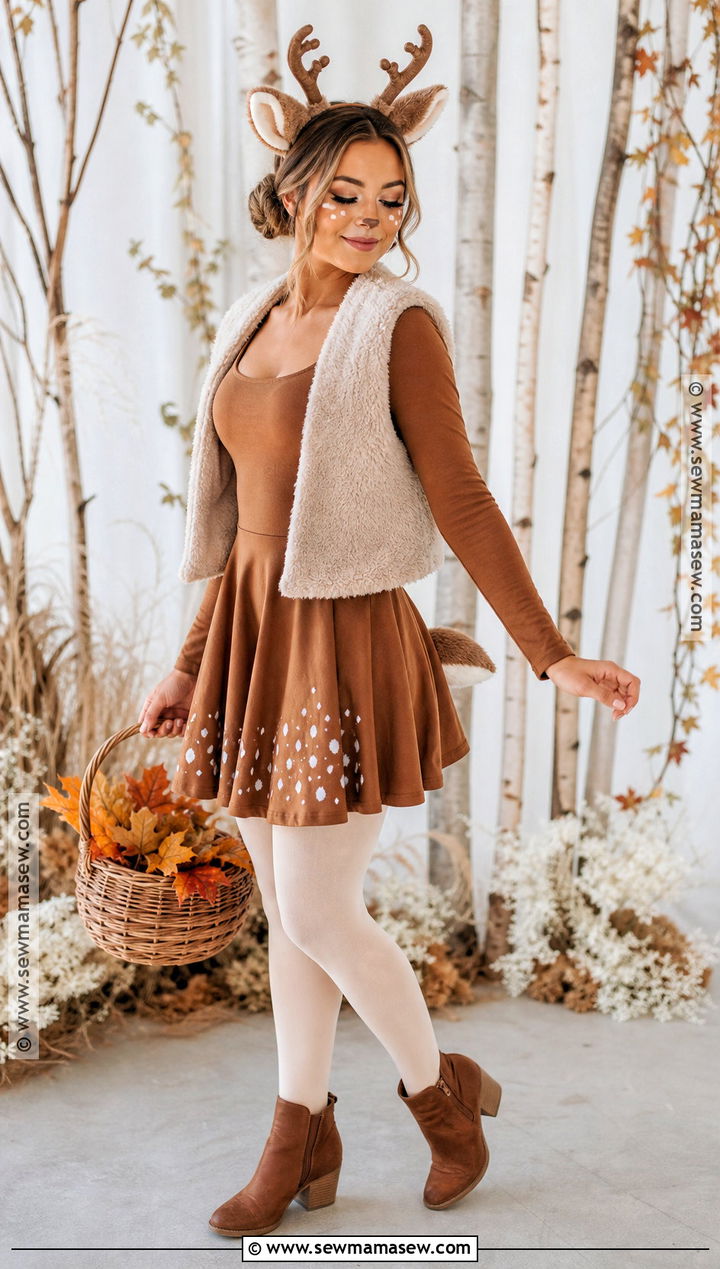 Soft Fawn Costume With Brown Dress - 30 Trending Halloween Costumes