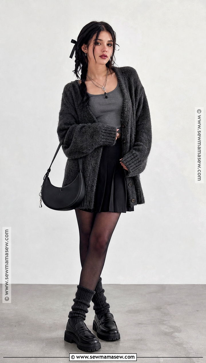 Soft Goth Cardigan Halloween Outfit - 30 Halloween Outfits Aesthetic