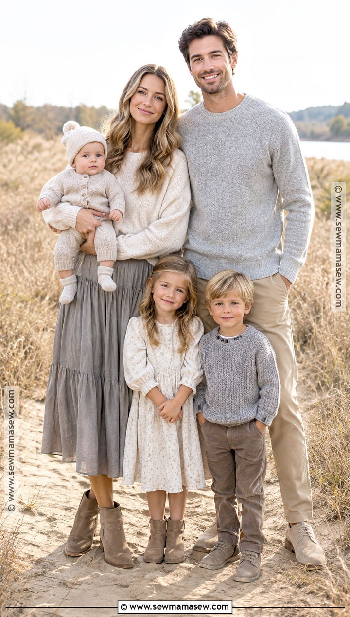 Soft Gray And Oatmeal Fall Family Photo Outfits - 20 outdoor family photo outfits fall