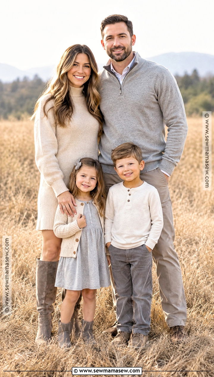Soft Gray And Oatmeal Fall Family Portrait Outfit - 20 fall portrait outfits for family