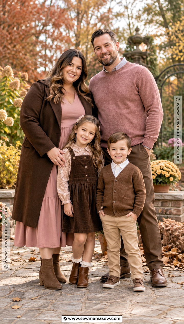 Soft Pink And Brown Fall Family Picture Outfits - 15 Fall Clothing Ideas For Family Pictures