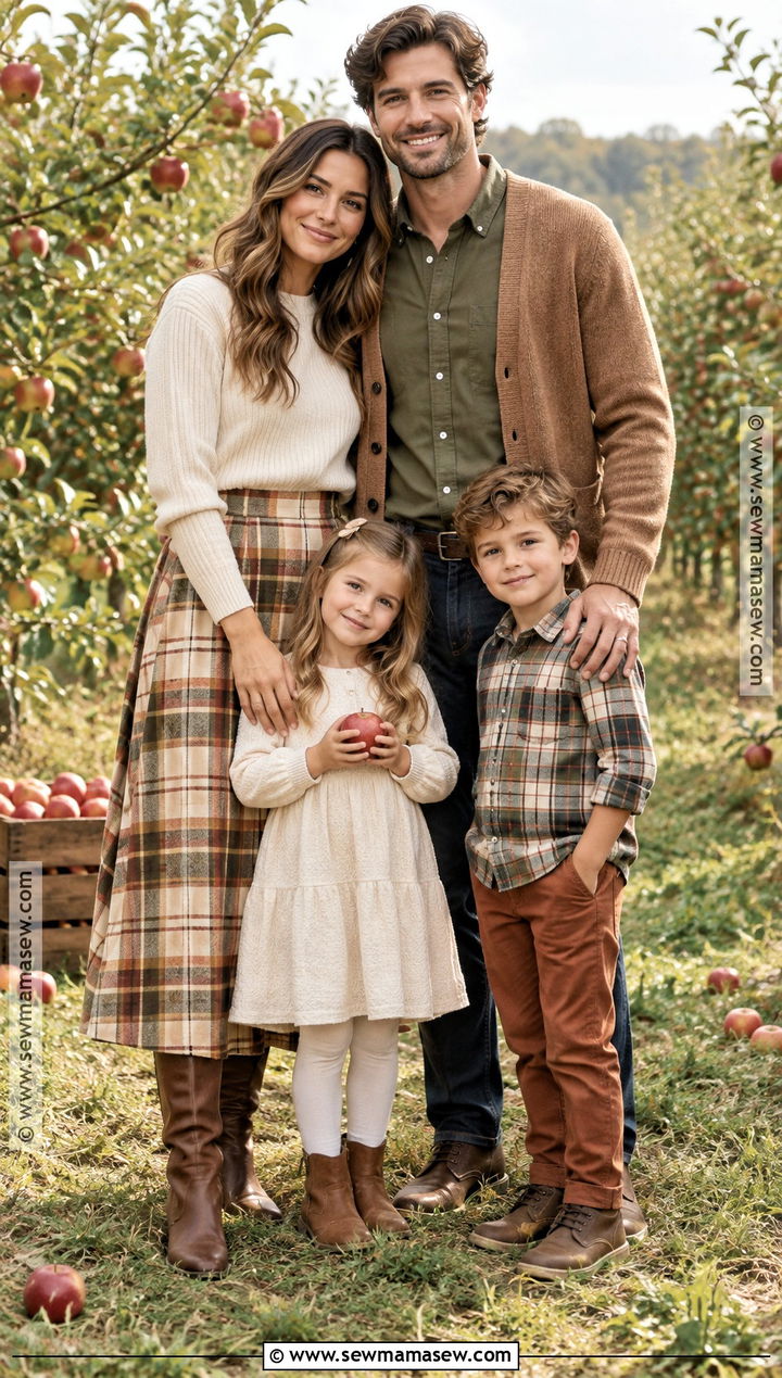 Soft Plaid and Neutral Family Picture Outfit - 15 family picture outfits september