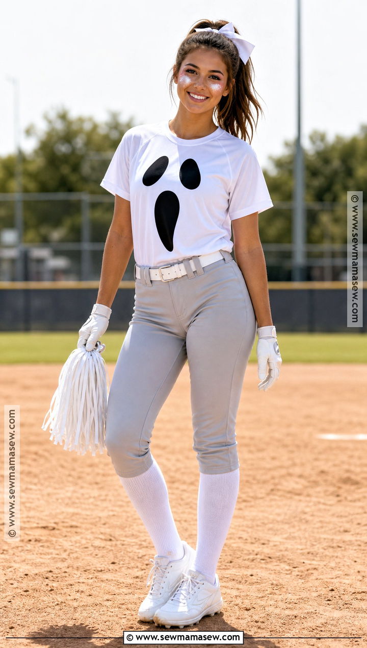 Softball Ghost Costume With White Uniform - 30 softball halloween costumes