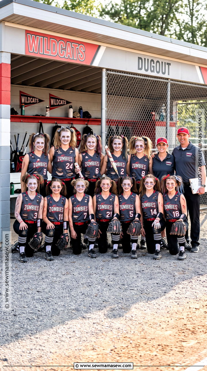 Softball Zombie Team Costume - 35 softball team halloween costume ideas